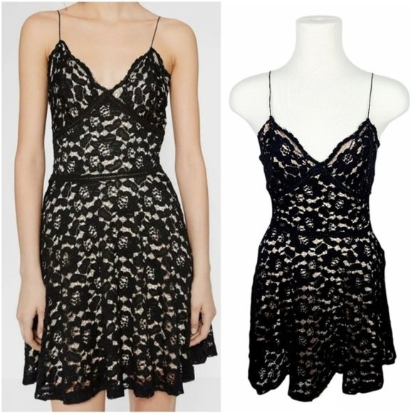 Zara Dresses & Skirts - Zara Black Floral Lace Guipure Skater Mini Dress Size Large